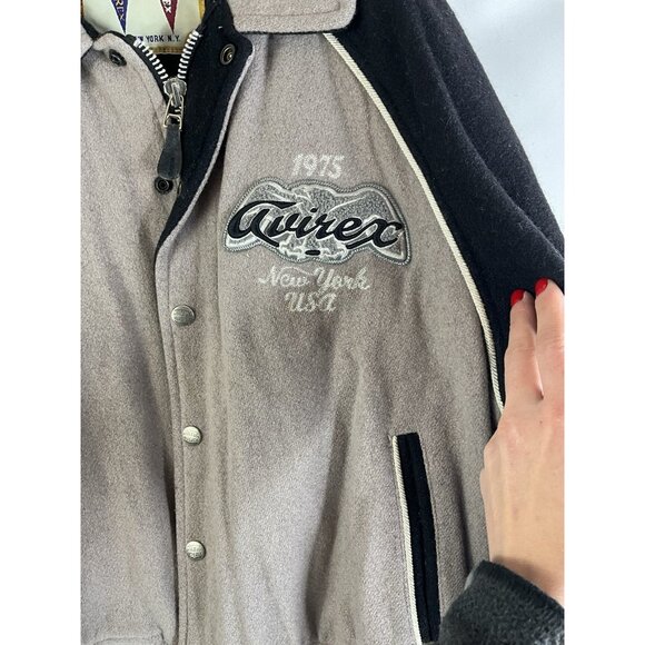 Vintage Avirex Wool Chain Stitched Spell Out Varsity Bomber Coat Mens XL - Picture 6 of 12